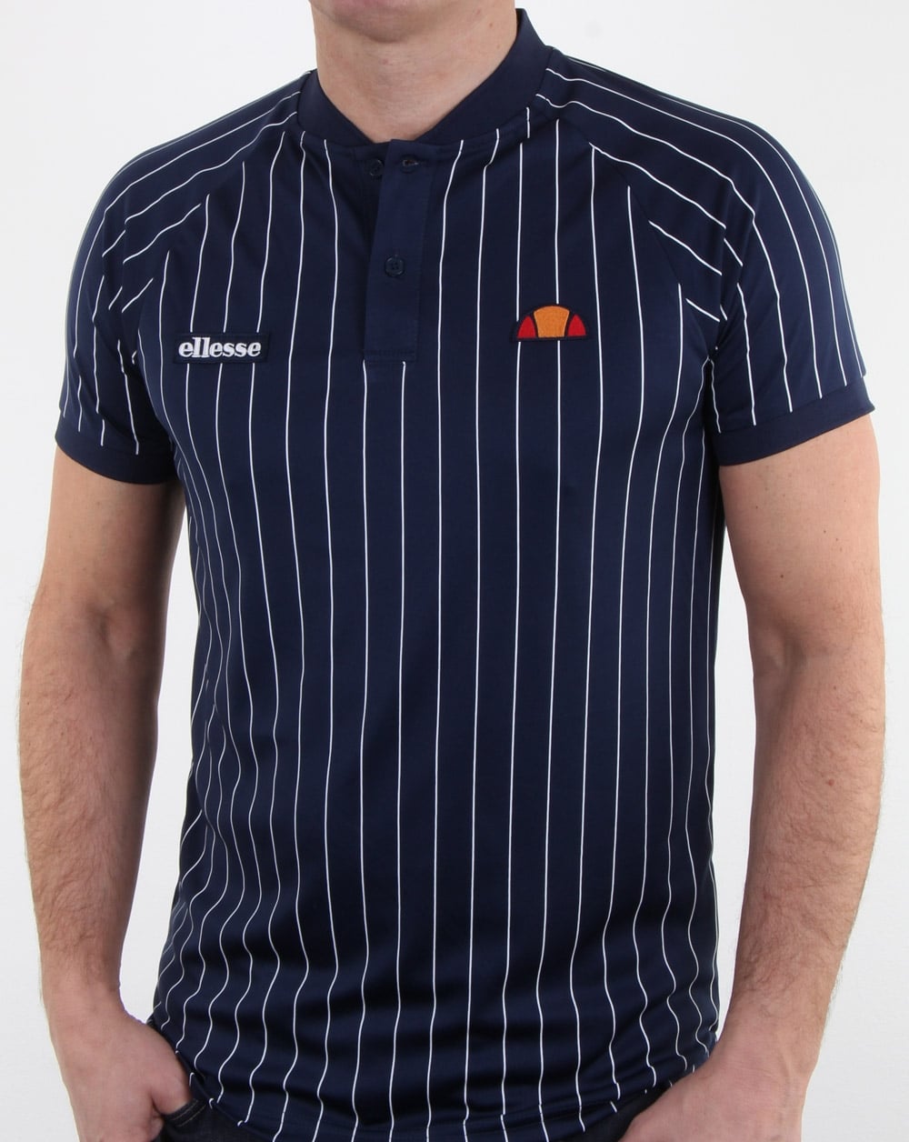 Ellesse Pin-Stripe Polo Shirt Navy