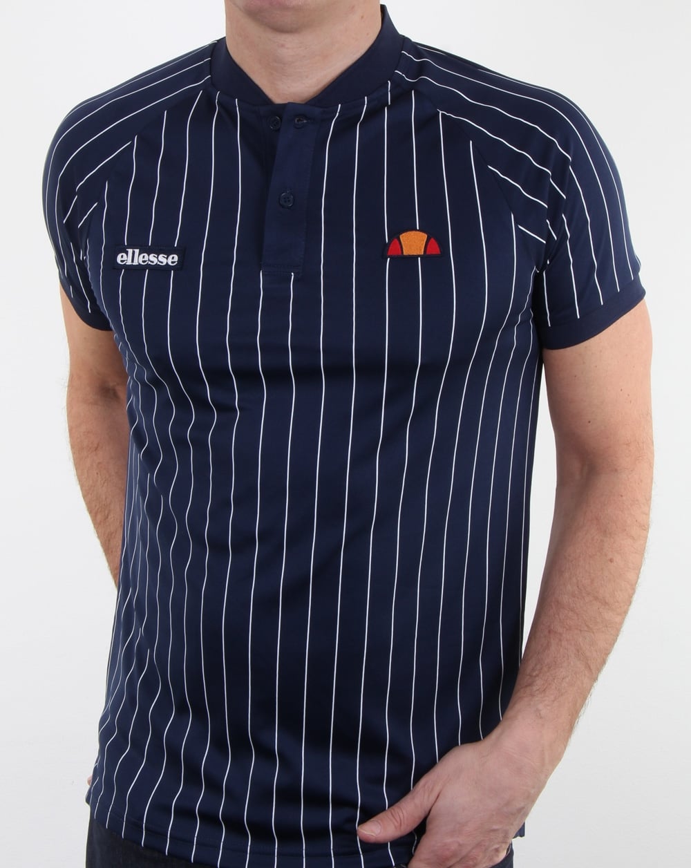Ellesse Pin-Stripe Polo Shirt Navy