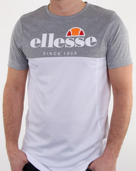 Ellesse Split T Shirt Grey Marl/white