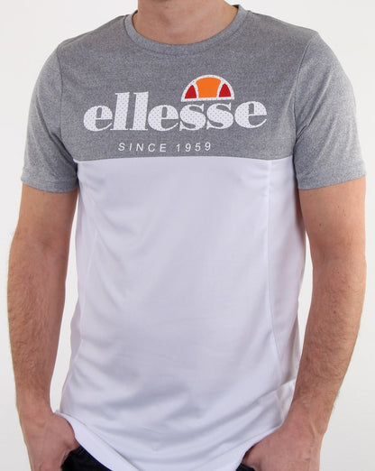 Ellesse Split T Shirt Grey Marl/white