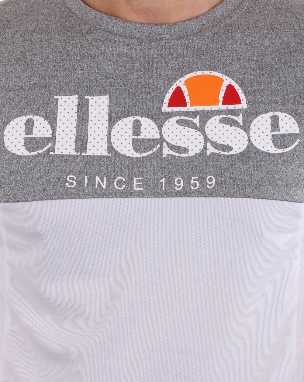 Ellesse Split T Shirt Grey Marl/white