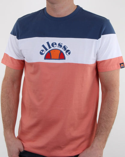Ellesse Block T Shirt Peach/white/blue