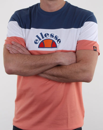 Ellesse Block T Shirt Peach/white/blue