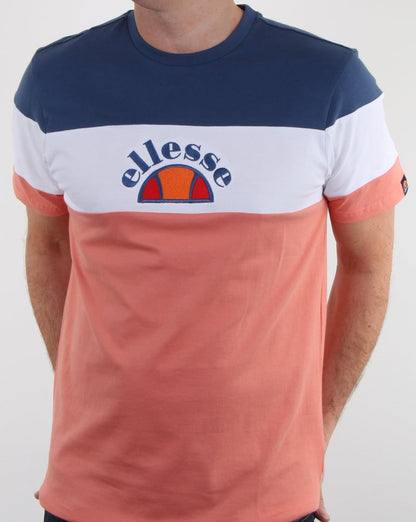 Ellesse Block T Shirt Peach/white/blue