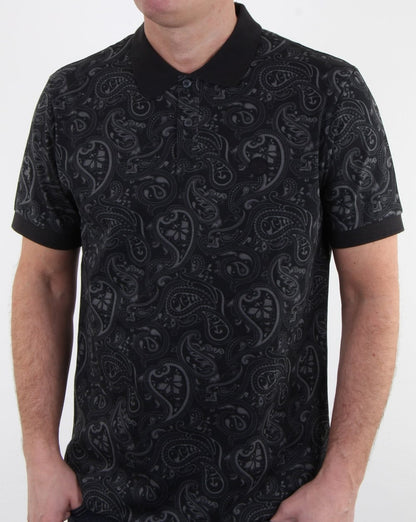 Pretty Green Ranson Paisley Polo Shirt Black Paisley