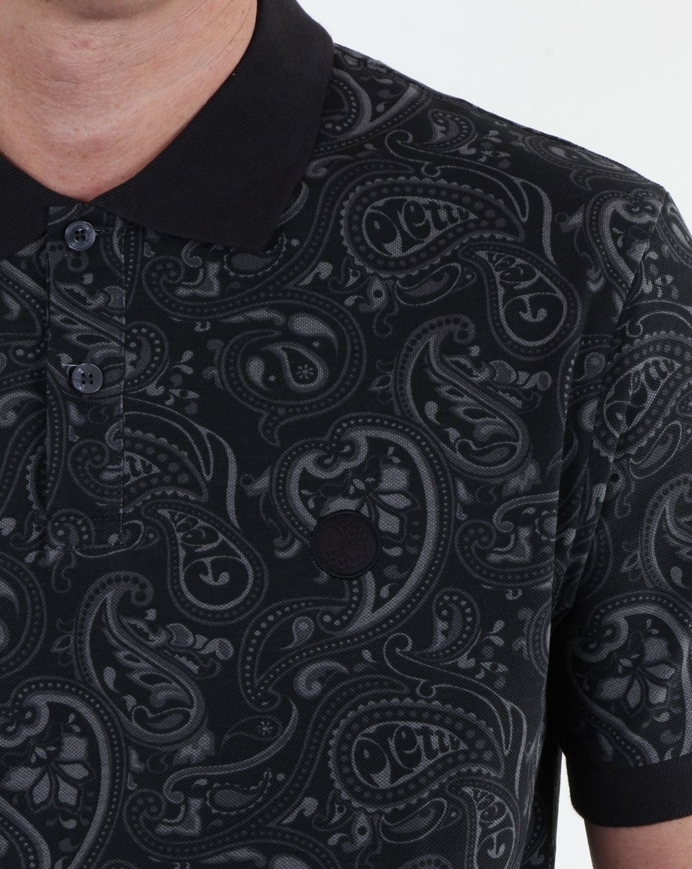 Pretty Green Ranson Paisley Polo Shirt Black Paisley
