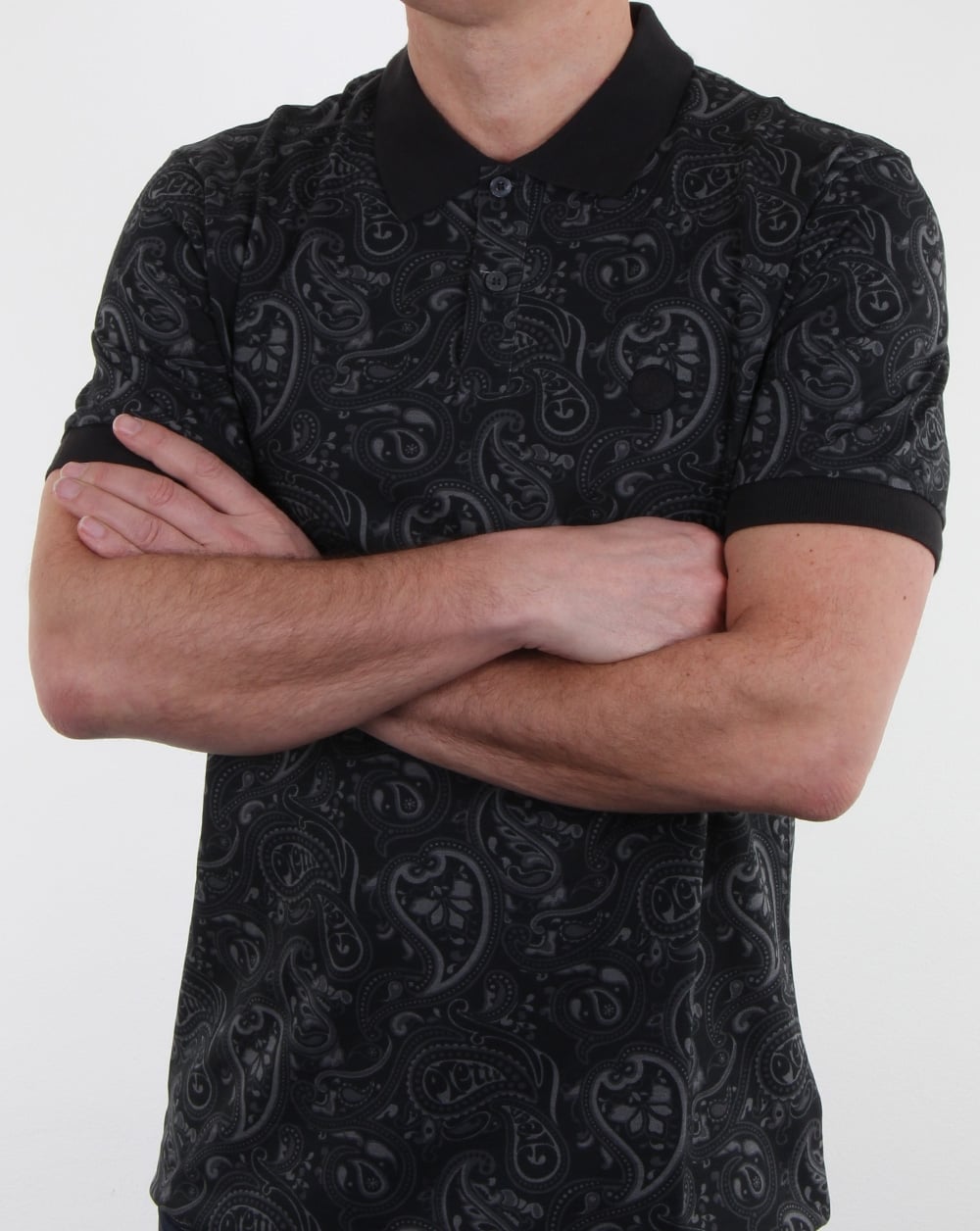 Pretty Green Ranson Paisley Polo Shirt Black Paisley