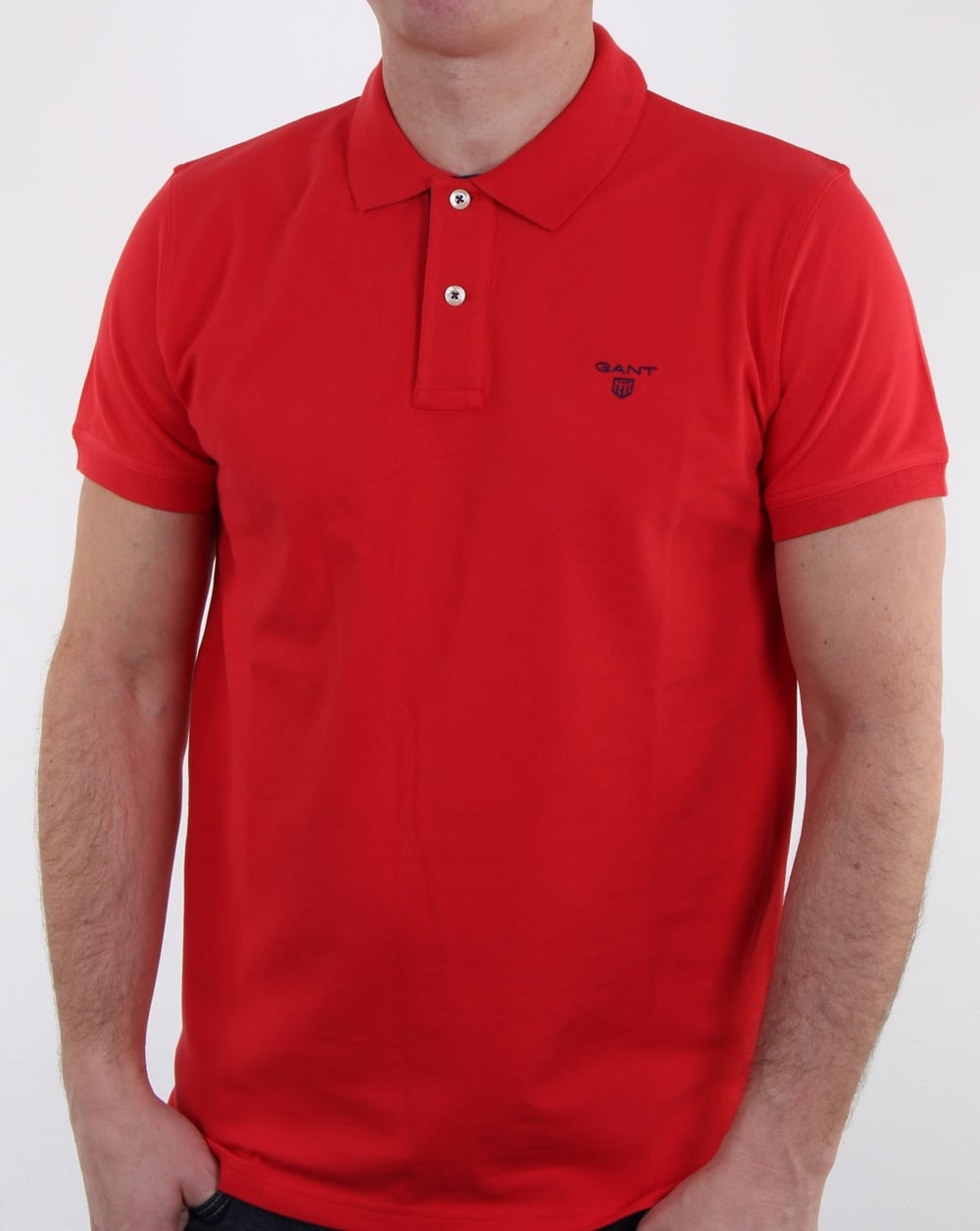 Gant Contrast Collar Polo Shirt Bright Red