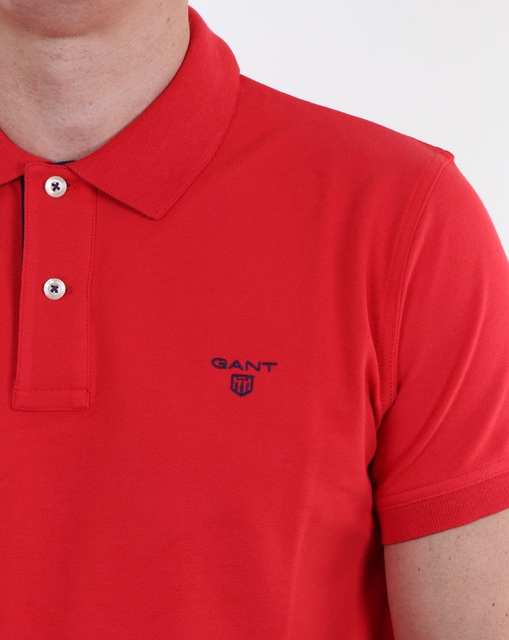 Gant Contrast Collar Polo Shirt Bright Red
