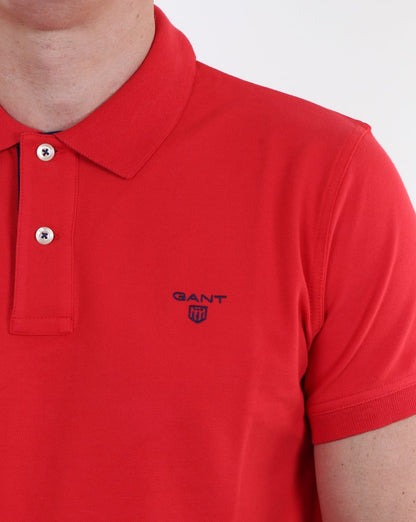 Gant Contrast Collar Polo Shirt Bright Red