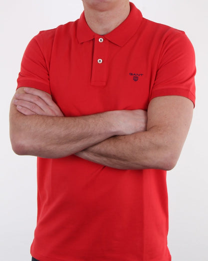 Gant Contrast Collar Polo Shirt Bright Red