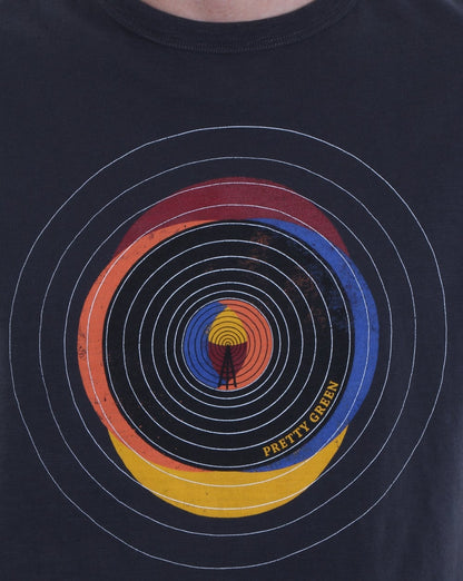 Pretty Green Vinyl Broadcast T Shirt Grey