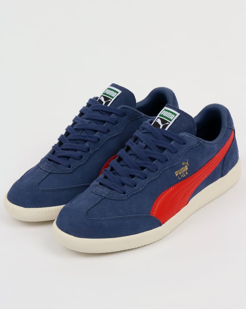 Puma Liga Suede Trainers Blue Indigo/Flame Scarlet