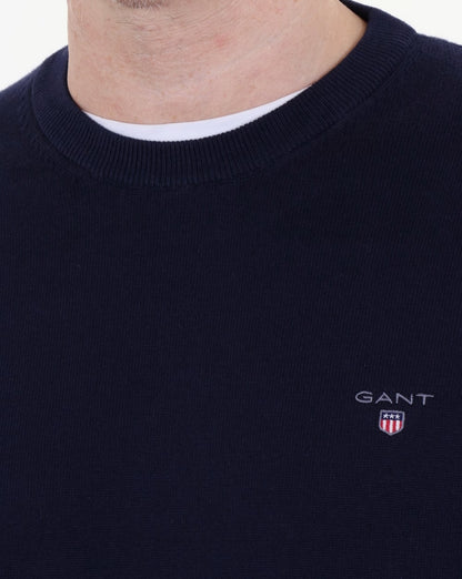 Gant Stretch Lightweight Cotton Jumper Evening Blue