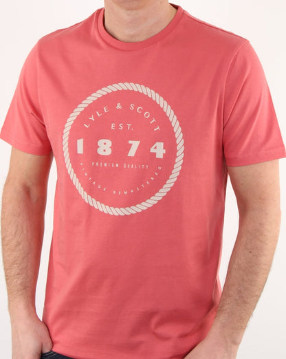 Lyle And Scott Graphic Print T Shirt Sunset Pink