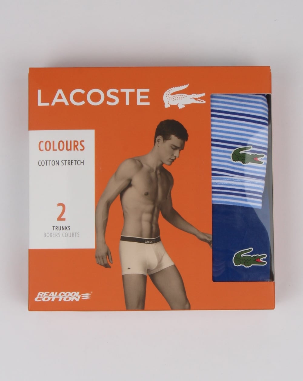 Lacoste Twin Pack Boxer Shorts Stripe/Blue