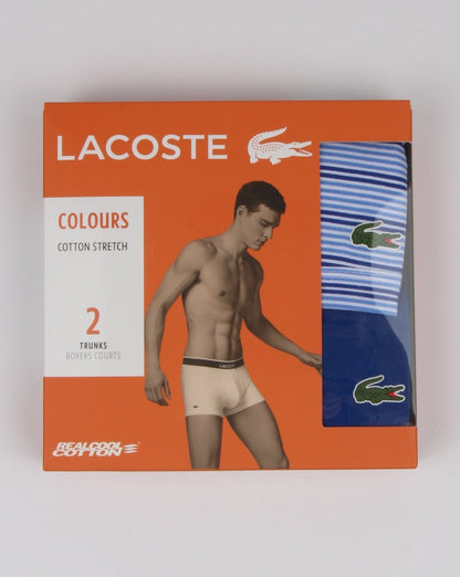 Lacoste Twin Pack Boxer Shorts Stripe/Blue