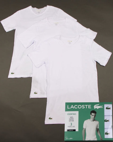 Lacoste Triple Pack Slim Fit Crew Tees White