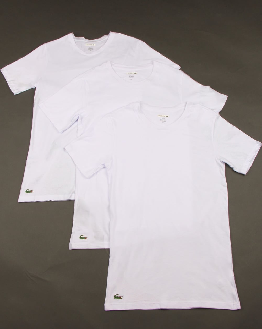 Lacoste Triple Pack Slim Fit Crew Tees White