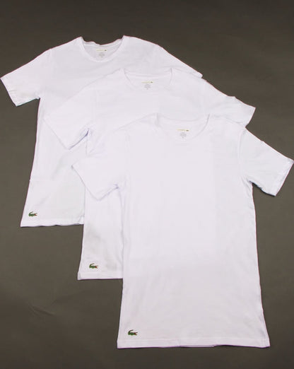 Lacoste Triple Pack Slim Fit Crew Tees White