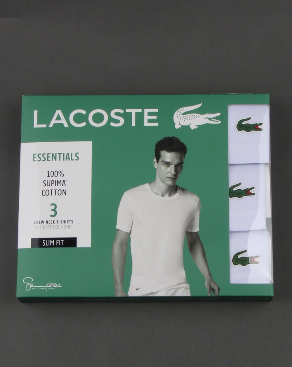 Lacoste Triple Pack Slim Fit Crew Tees White