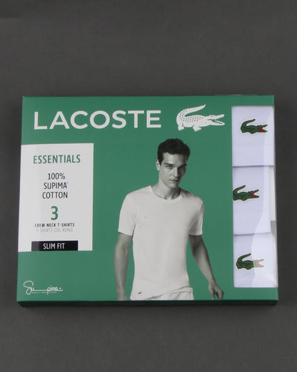 Lacoste Triple Pack Slim Fit Crew Tees White