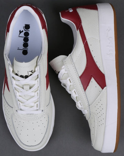 Diadora B. Elite L Trainers White/Burgundy Red/Gum