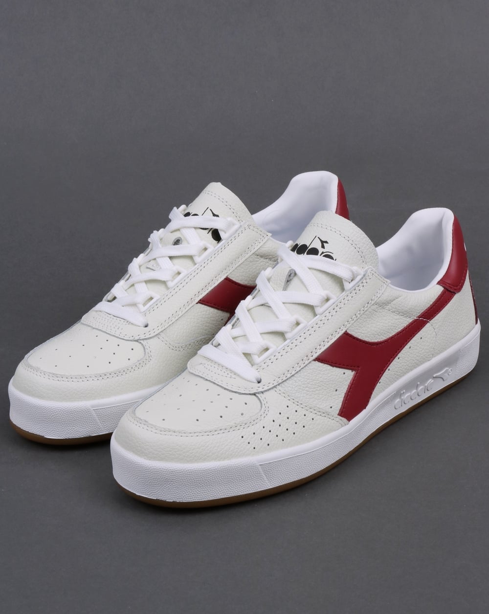 Diadora B. Elite L Trainers White/Burgundy Red/Gum