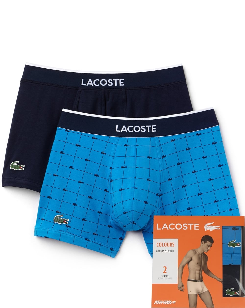 Lacoste Twin Pack Boxer Shorts Navy/brill Blue