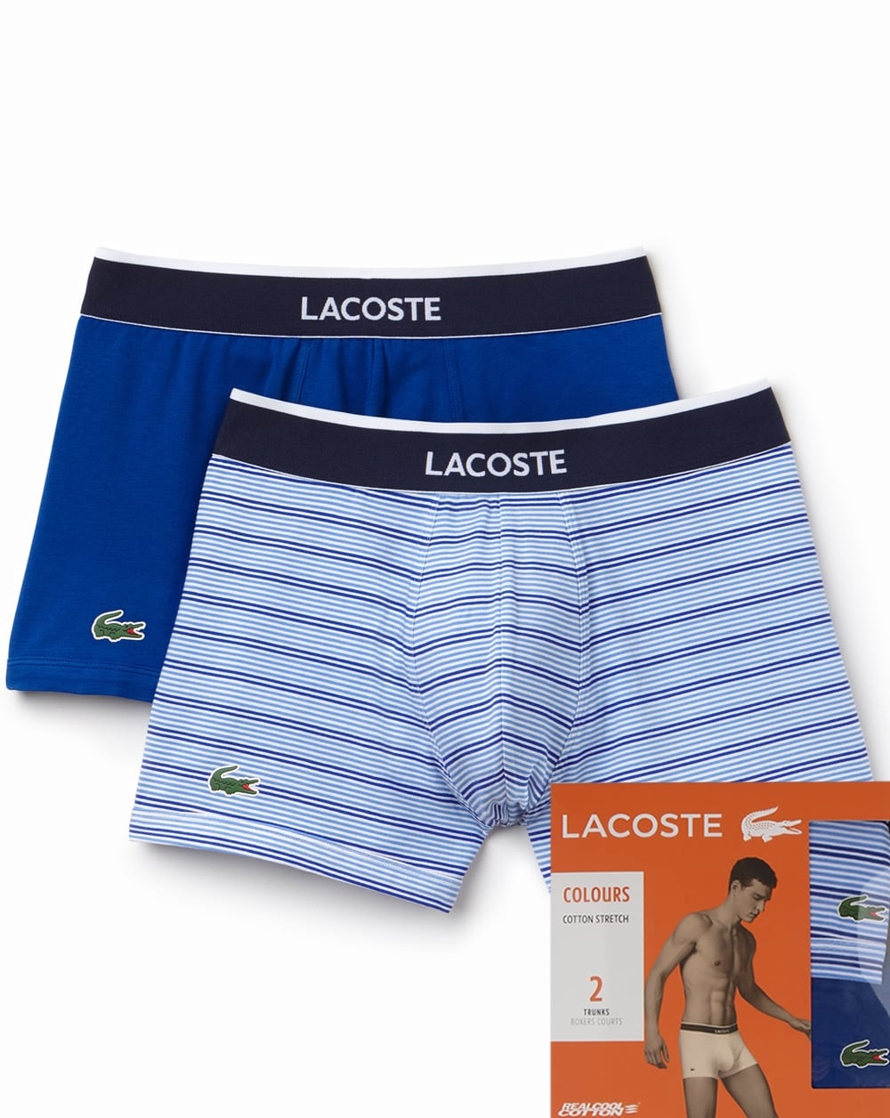 Lacoste Twin Pack Boxer Shorts Stripe/Blue