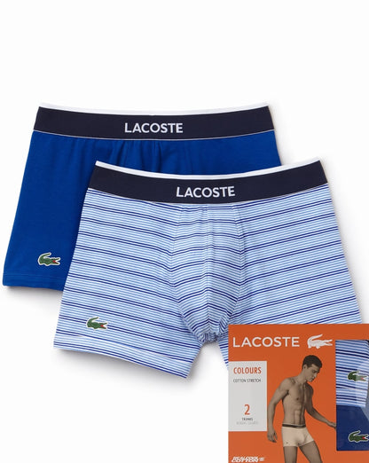 Lacoste Twin Pack Boxer Shorts Stripe/Blue