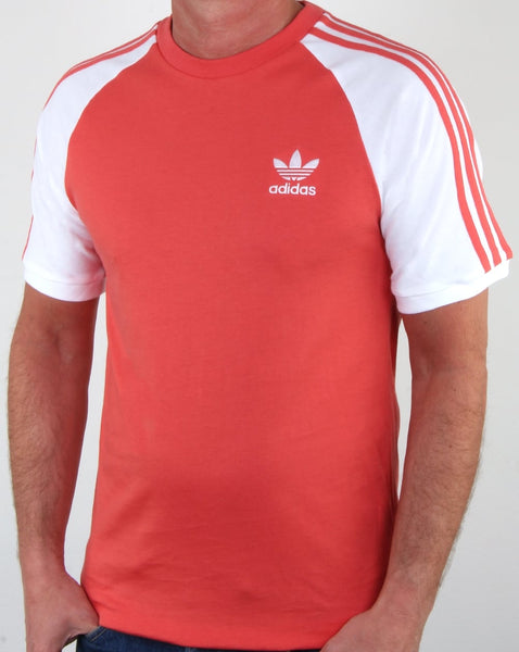 Adidas Originals 3 Stripes T Shirt Scarlet Red/White
