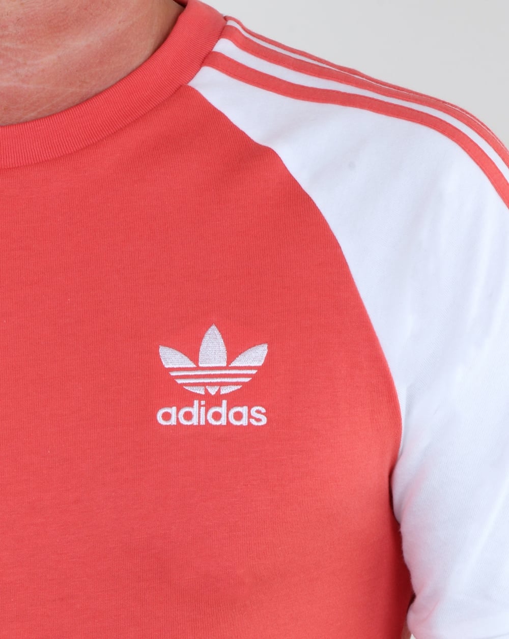 Adidas Originals 3 Stripes T Shirt Scarlet Red/White