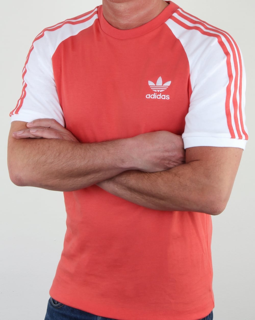 Adidas Originals 3 Stripes T Shirt Scarlet Red/White