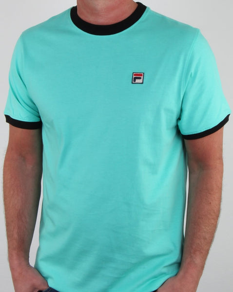 Fila Vintage Ringer T Shirt Aqua/Navy