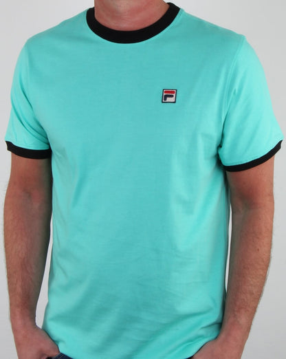 Fila Vintage Ringer T Shirt Aqua/Navy