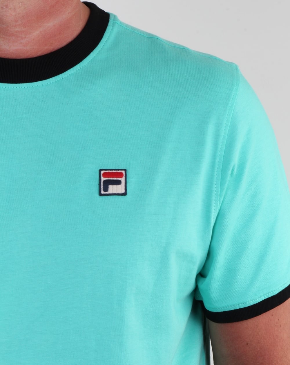 Fila Vintage Ringer T Shirt Aqua/Navy