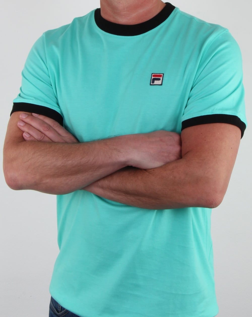 Fila Vintage Ringer T Shirt Aqua/Navy