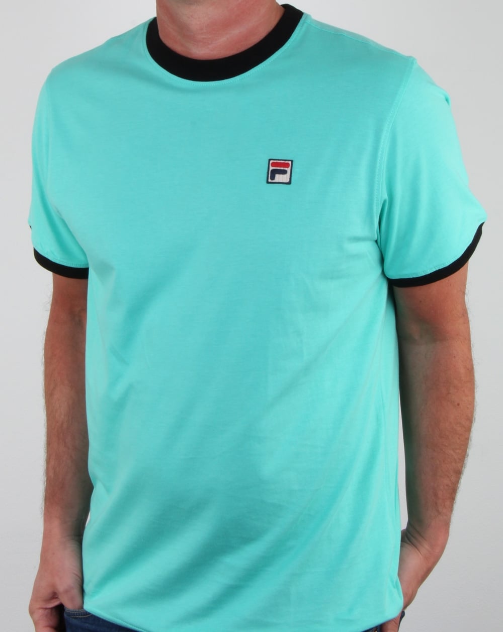 Fila Vintage Ringer T Shirt Aqua/Navy