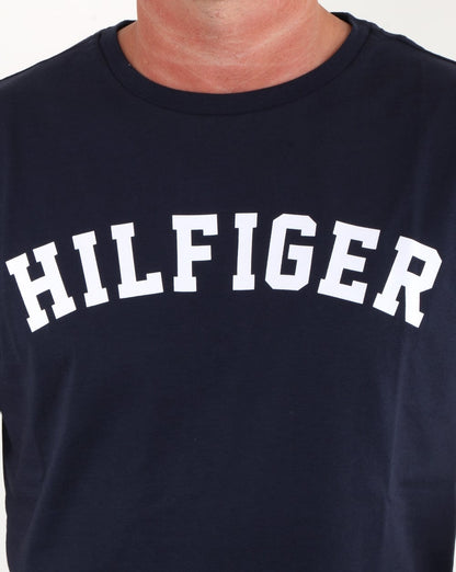Tommy Hilfiger Text Logo T Shirt Navy