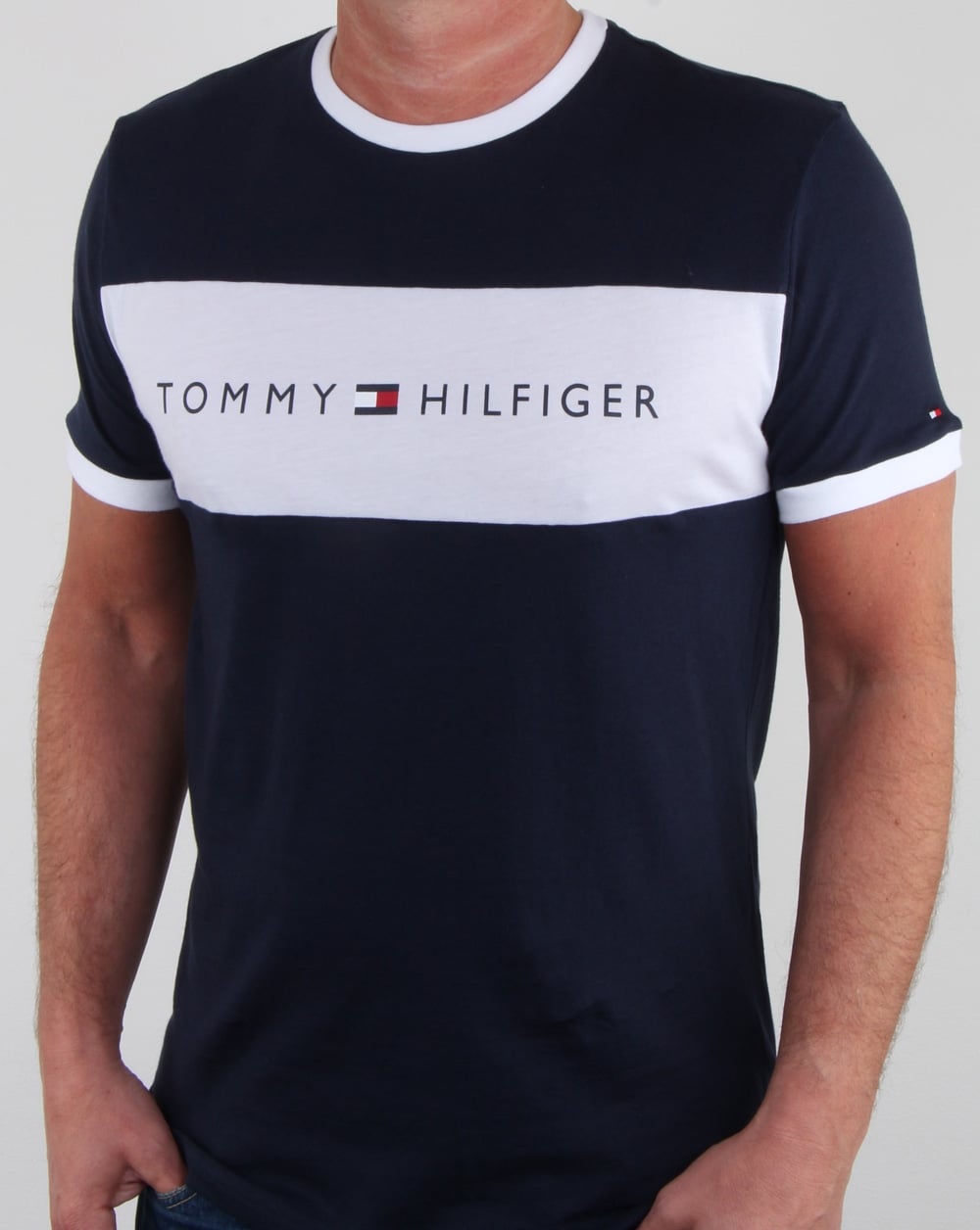 Tommy Hilfiger Flag Logo T Shirt Navy