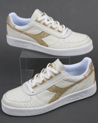 Diadora B. Elite Womens Trainers White/Gold