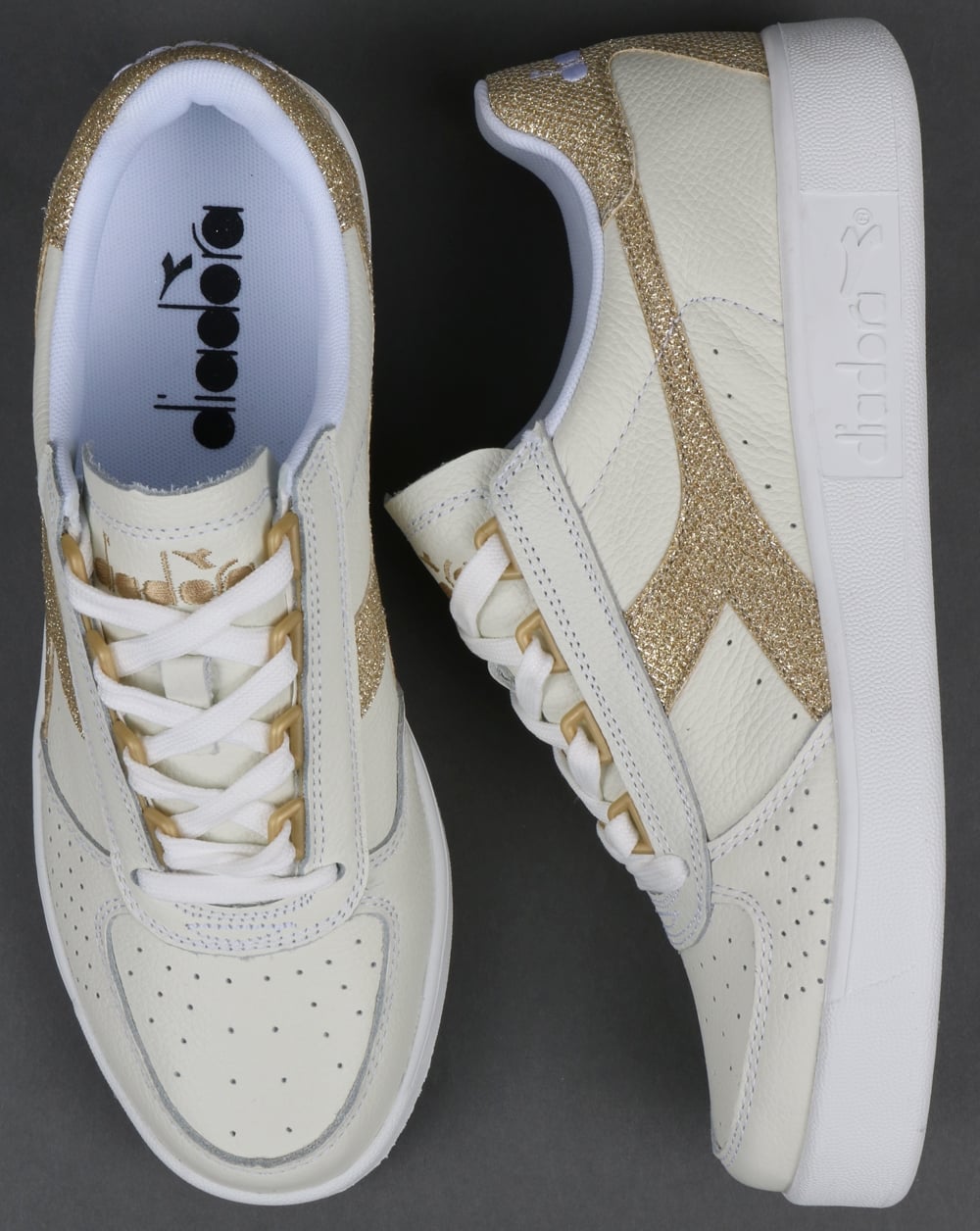 Diadora B. Elite Womens Trainers White/Gold