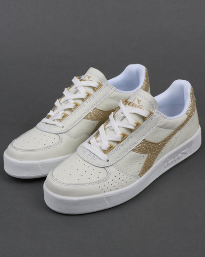 Diadora B. Elite Womens Trainers White/Gold