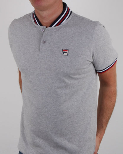 Fila Vintage Skipper Polo Shirt Light Grey Marl