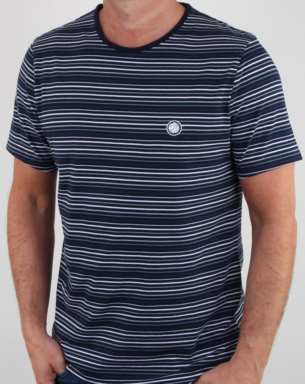 Pretty Green Argenta Striped T Shirt Navy