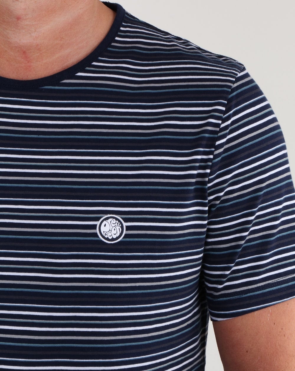 Pretty Green Argenta Striped T Shirt Navy