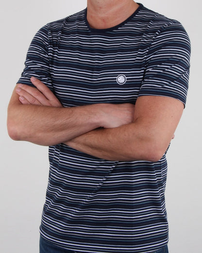 Pretty Green Argenta Striped T Shirt Navy