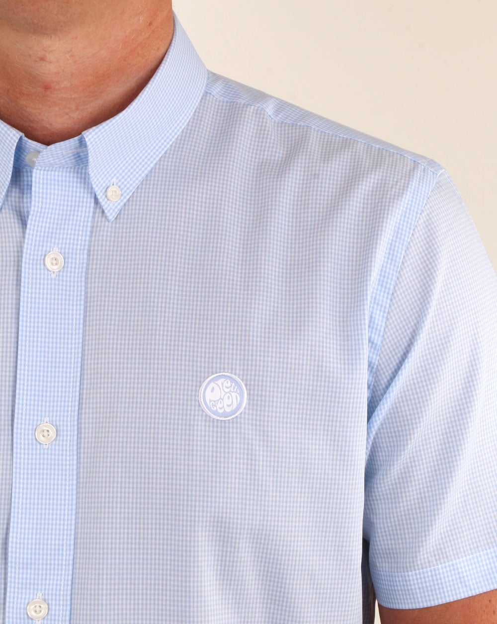 Pretty Green Hendry Gingham Short Sleeve Shirt Blue