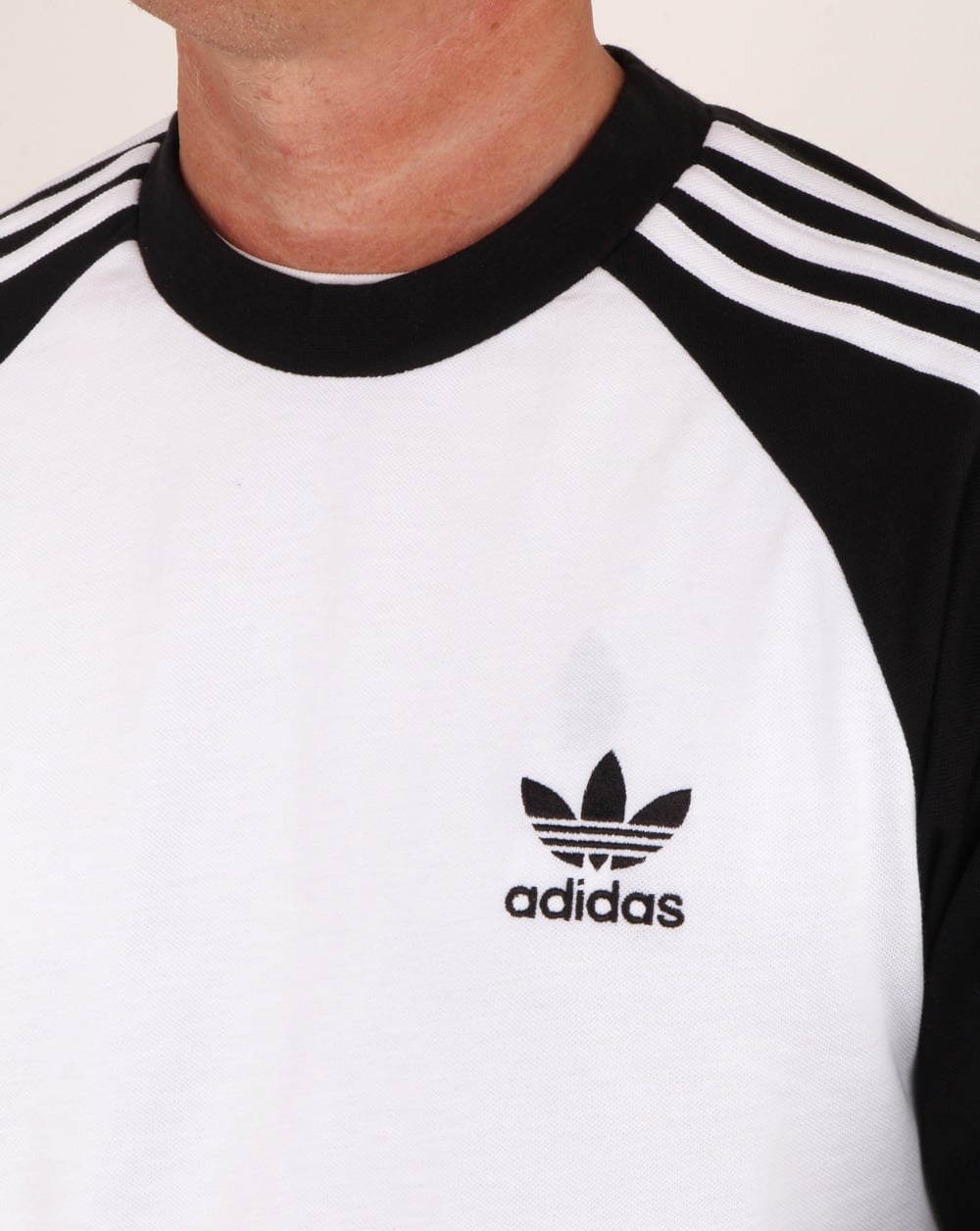 Adidas Originals Long Sleeve 3 Stripes T Shirt White/Black